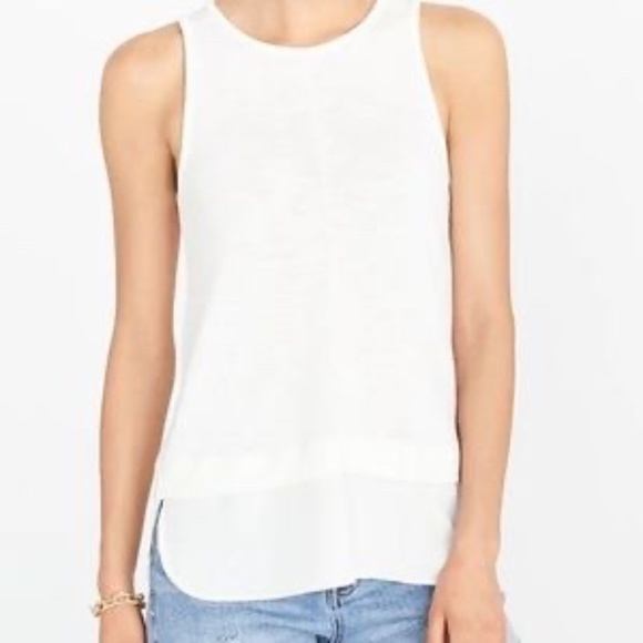 J.Crew Drapey Tank Top w/Silky Hem, Ivory - Picture 2 of 5